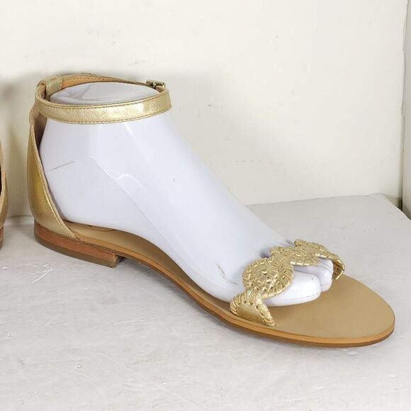 Jack Rogers Women's Daphne US8,5M Rose Gold Leather Ankle Strap Flats Sandals - Picture 8 of 14